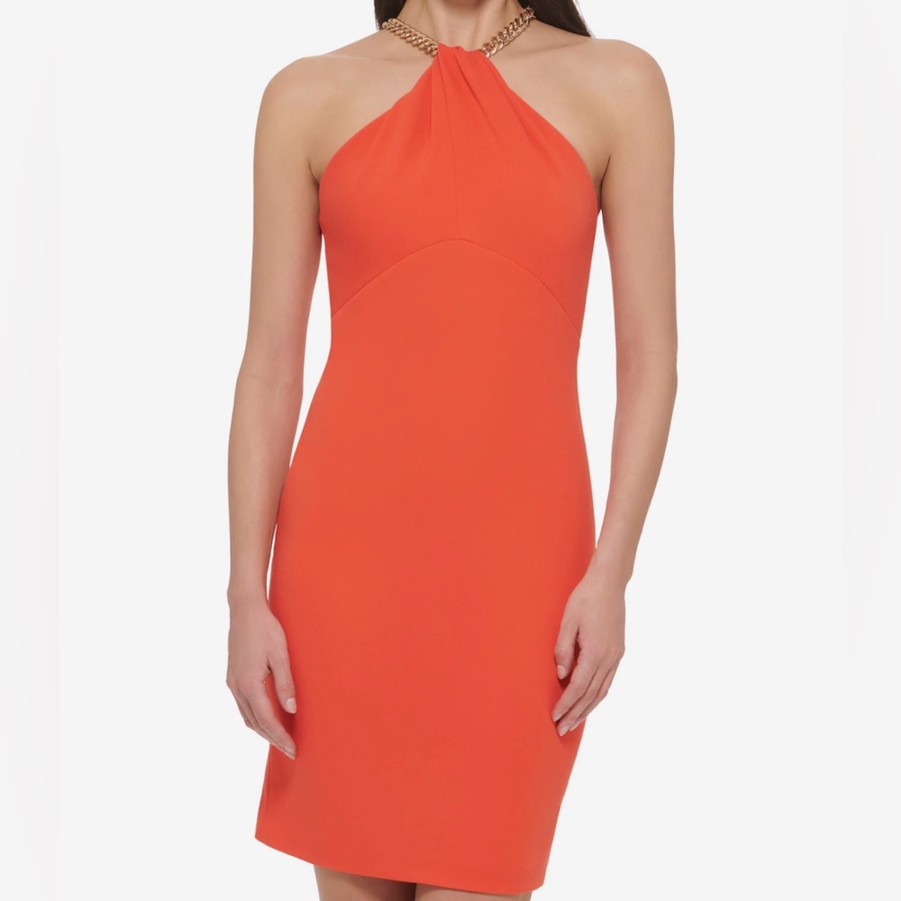 NWT Vince Camuto Necklace-Detail Twist-Top Halter Dress size 8